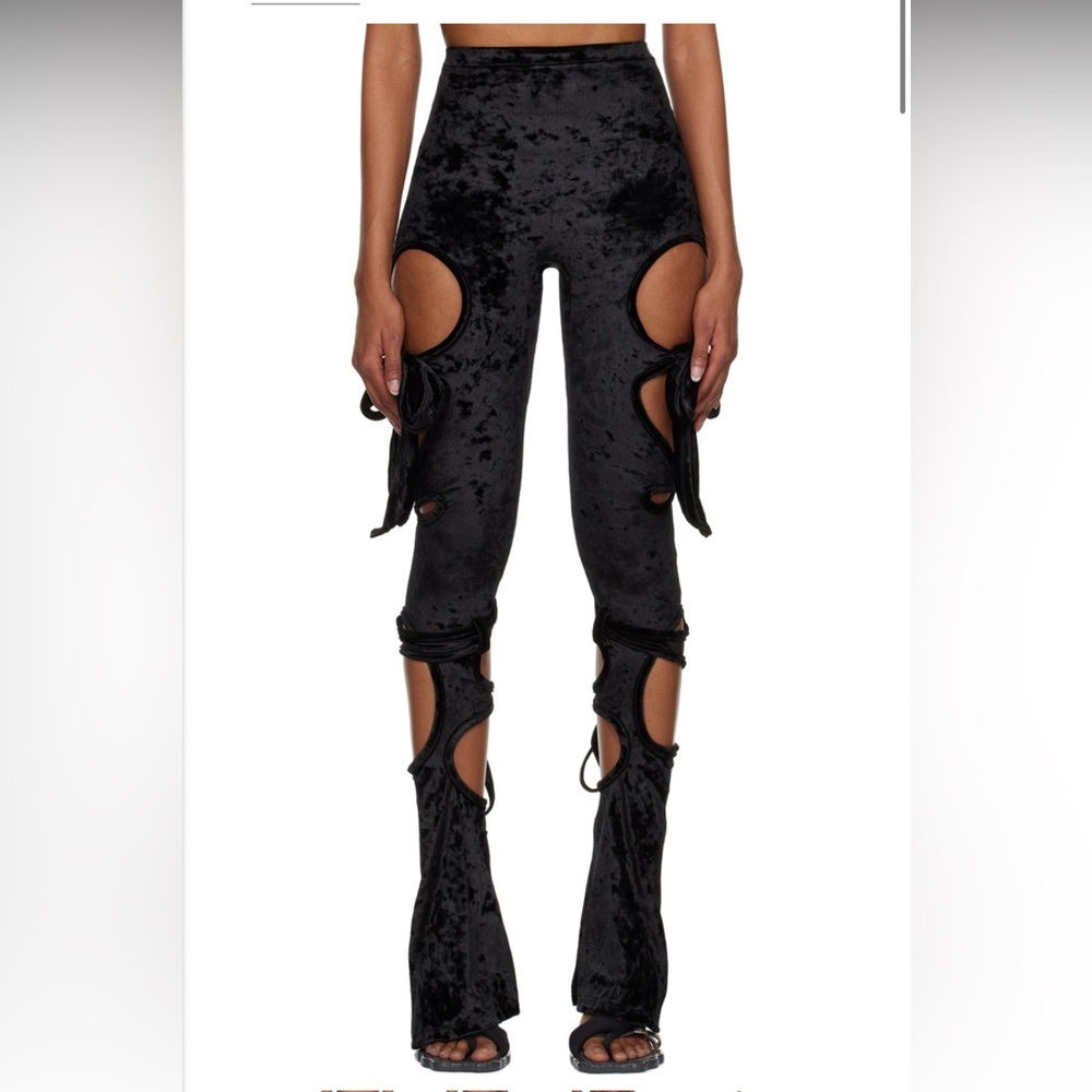 Ottolinger Black Velvet Cut-Out Flare Pants